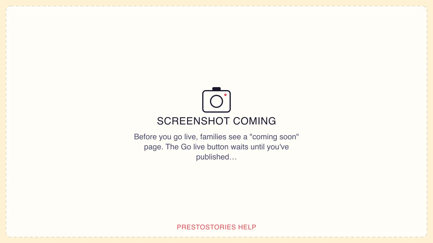 The storefront screen showing an amber card headed "Your page isn't live yet" with a templates-published count pill and a greyed-out "Go live" button.